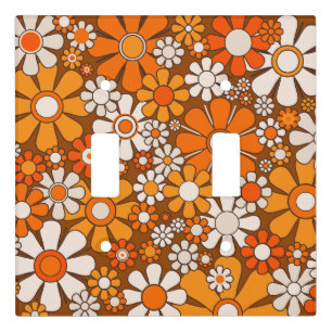 Retro Garden Groovy Floral 60s 70s Pattern Light Switch Cover