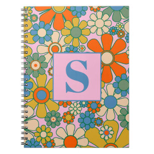 Retro Garden Groovy Floral 60s 70s Pattern Notebook