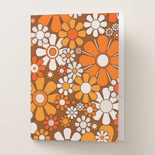 Retro Garden Groovy Floral 60s 70s Pattern Pocket Folder