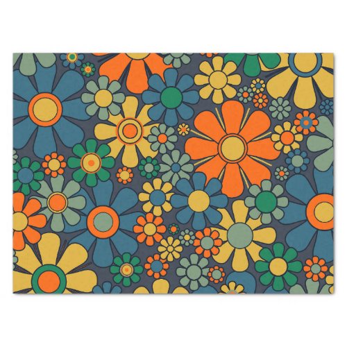 Retro Garden Groovy Floral 60s 70s Pattern Tissue Paper