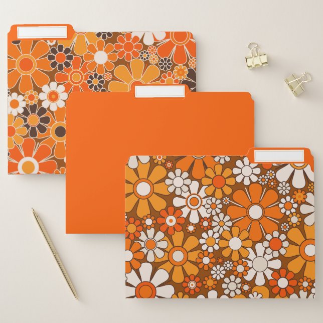 Retro Garden Groovy Floral 60s 70s Patterns File Folder (Set)