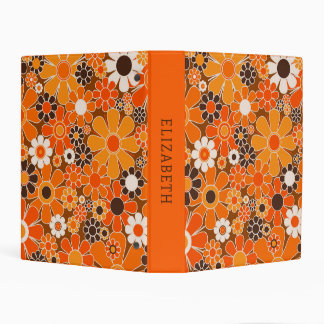 Retro Garden Groovy Floral 60s 70s Personalized Mini Binder