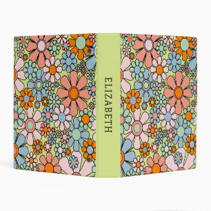 Retro Garden Groovy Floral 60s 70s Personalized Mini Binder