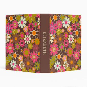 Retro Garden Groovy Floral 60s 70s Personalized Mini Binder