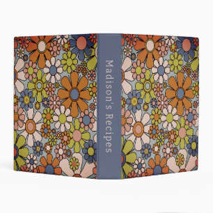 Retro Garden Groovy Floral 60s 70s Personalized Mini Binder