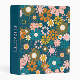 Retro Garden Groovy Floral 60s 70s Personalized Mini Binder