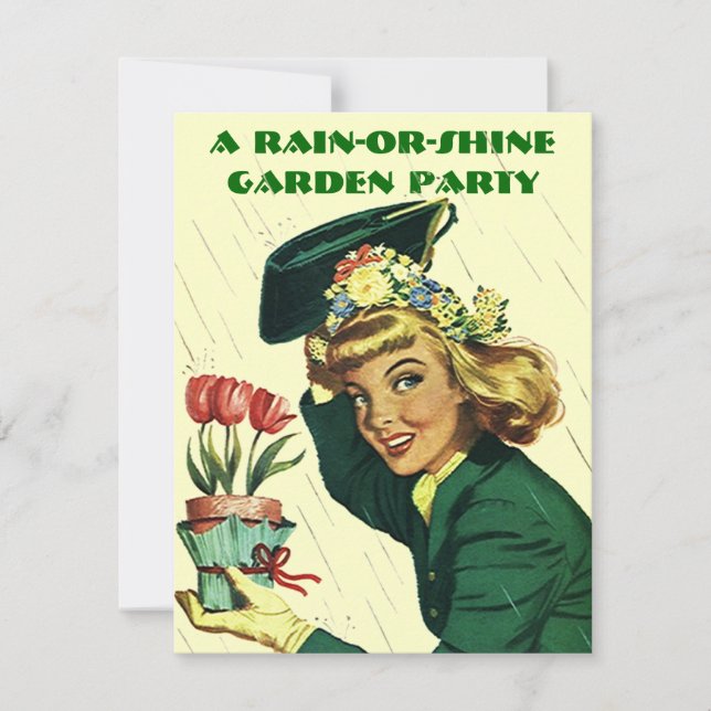 Retro Garden Party Invitation ~ Easy to Customize (Front)