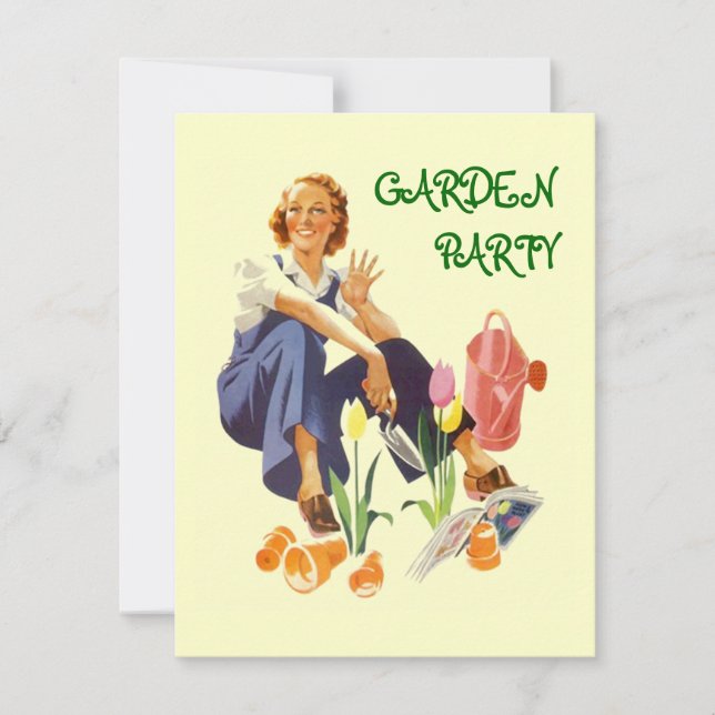 Retro Garden Party Invitation ~ Easy to Customize (Front)
