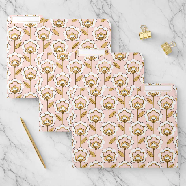 Retro Garden Pink Floral Pattern File Folder | Zazzle