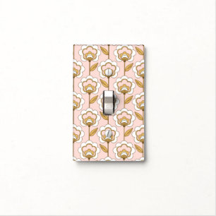 Retro Garden Pink Floral Pattern Light Switch Cover