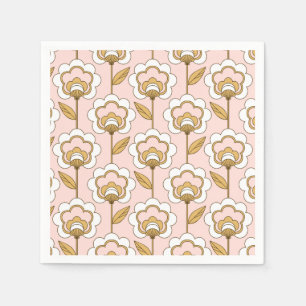 Retro Garden Pink Floral Pattern Napkins