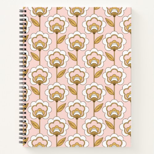 Retro Garden Pink Floral Pattern Notebook