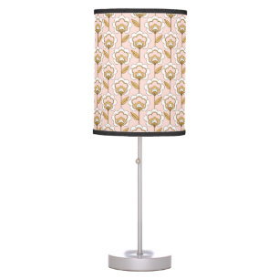 Retro Garden Pink Floral Pattern Table Lamp