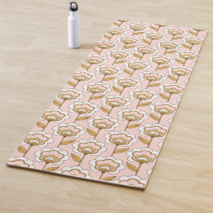 Retro Garden Pink Floral Pattern Yoga Mat