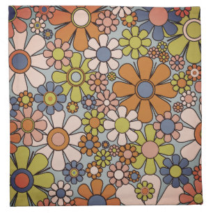 Retro Garden Vintage 60s 70s Aesthetic Flowers Cloth Napkin