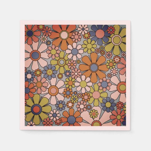 Retro Garden Vintage 60s 70s Aesthetic Flowers Napkins