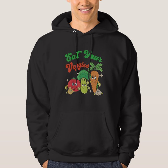 Retro Gardening  Vegetables Saying Happy Farmer Hoodie (Front)