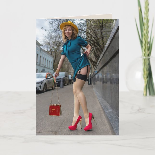 RETRO GARTER STOCKINGS PINUP GIRL BIRTHDAY CARDS (Front)