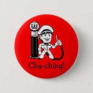 Retro Gas Station Attendant Pinback Button