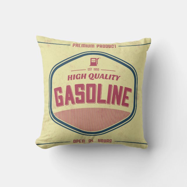 Retro Gasoline Label Designer Accent Pillows (Front)