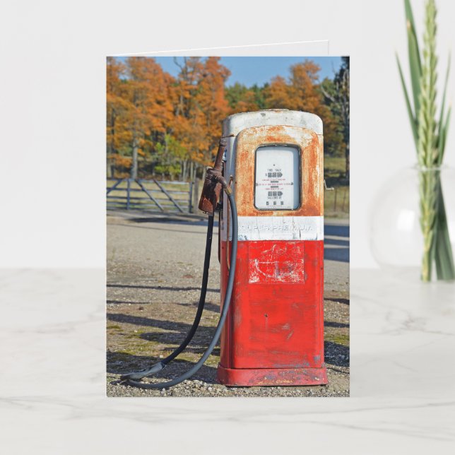 Retro Gasoline Pump Birthday Card (Front)