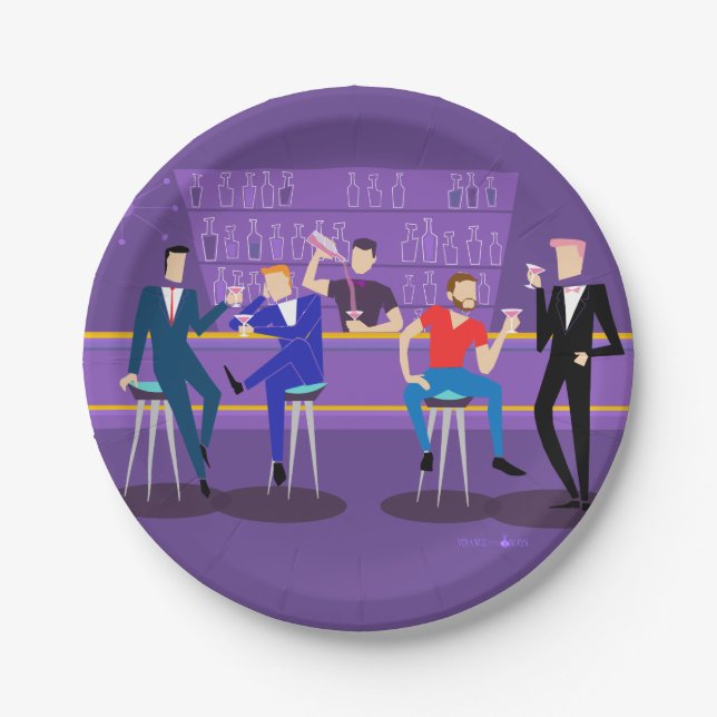 Retro Gay Bar Paper Plate (Front)