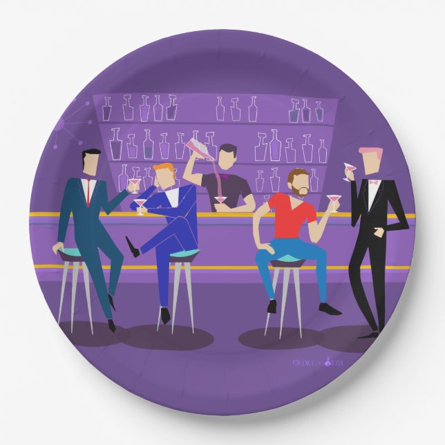 Retro Gay Bar Paper Plate (Front)