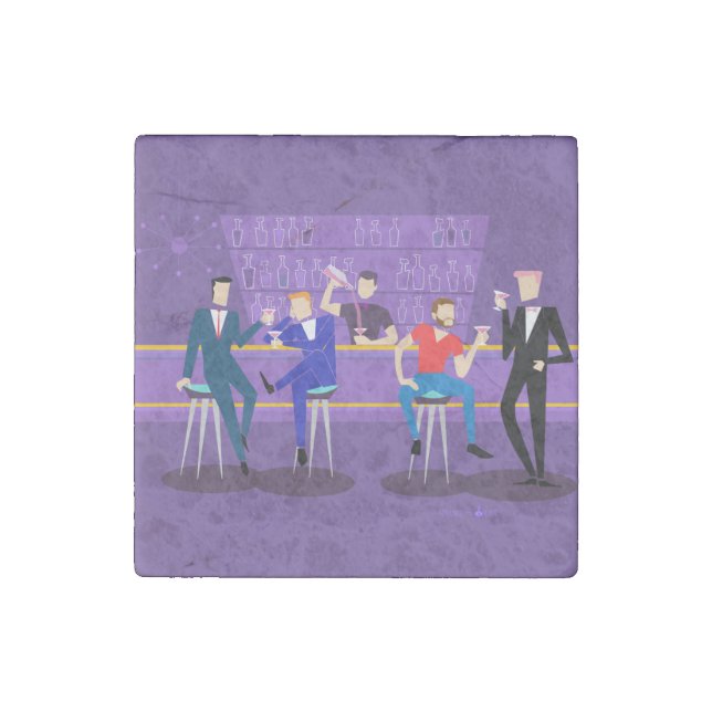 Retro Gay Bar Stone Magnet (Front)