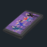 Retro Gay Bar Trifold Wallet<br><div class="desc">This Retro Gay Bar Trifold Wallet design is purple, kitschy, and utterly fabulous! Sitting on mid century modern barstools, drinking their fun, pink beverages, these dapper gentlemen are having a gay ol’ time. The hunky bartender with a pink bowtie is already pouring the next round. The silhouettes of atomic liquor...</div>