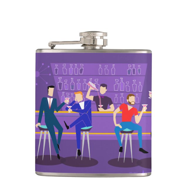 Retro Gay Bar Vinyl Wrapped Flask (Front)