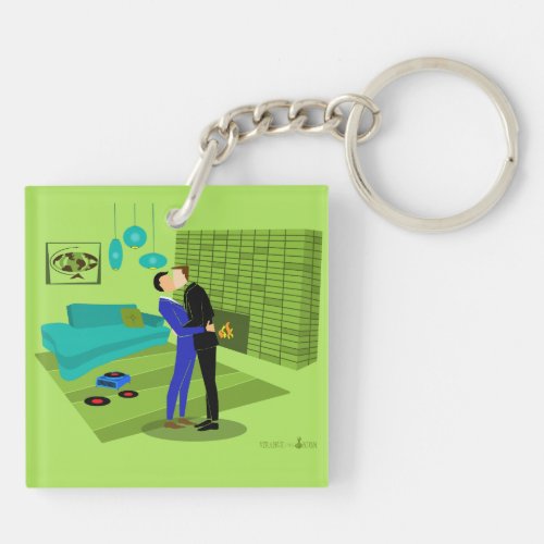 Retro Gay Couple In Love Acrylic Keychain