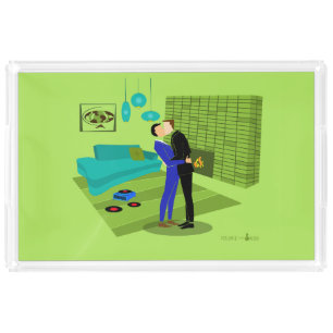 Retro Gay Couple In Love Acrylic Tray