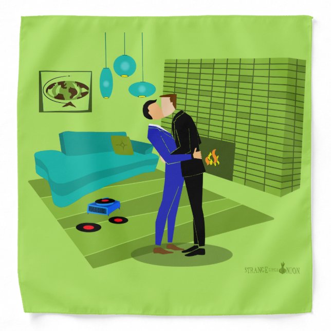 Retro Gay Couple in Love Bandana (Front)