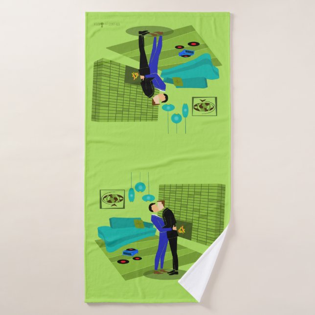 Retro Gay Couple in Love Bath Towel Set (Bath Towel)