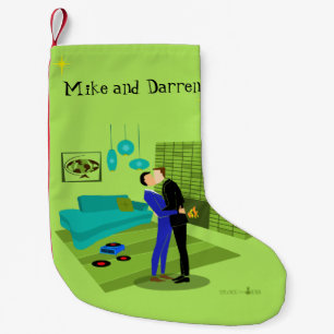 Retro Gay Couple In Love Christmas Stocking