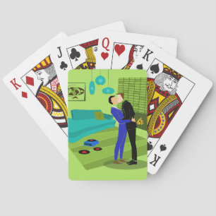 Retro Gay Couple In Love Classic Playing Cards