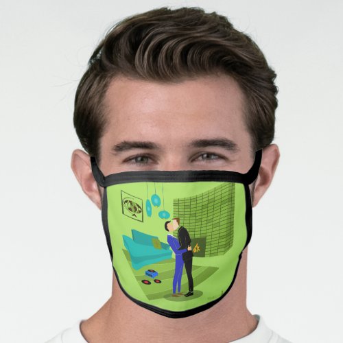 Retro Gay Couple in Love Face Mask
