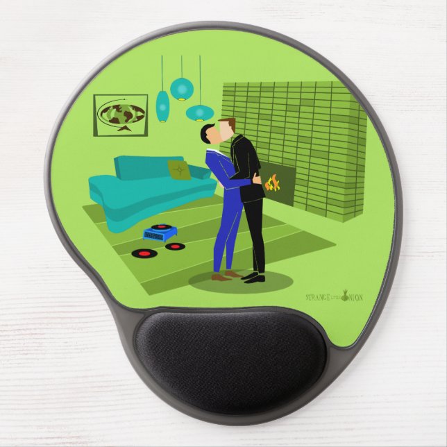 Retro Gay Couple In Love Gel Mousepad (Front)