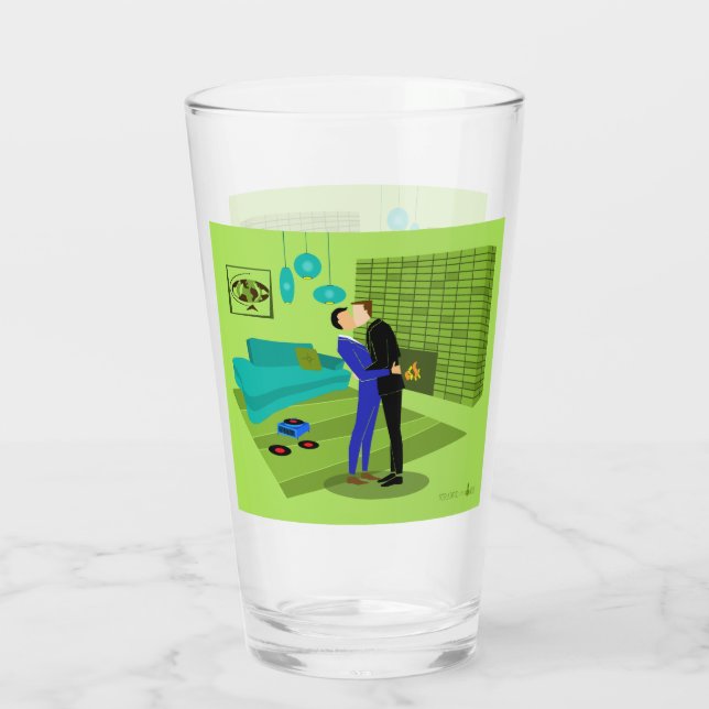Retro Gay Couple in Love Glass (Back)