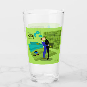 Retro Gay Couple in Love Glass