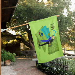 Retro Gay Couple in Love House Flag