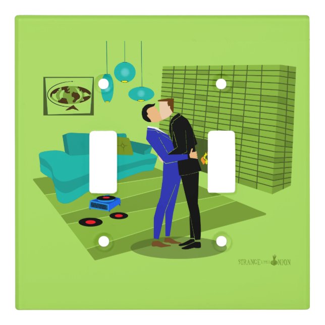 Retro Gay Couple in Love Light Switch Cover (Front)