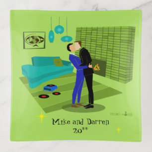 Retro Gay Couple In Love Trinket Tray