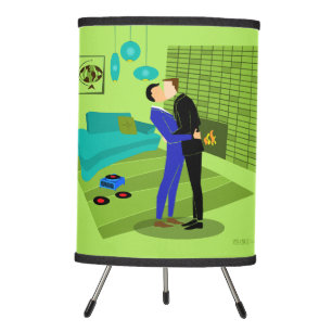 Retro Gay Couple in Love Tripod Lamp