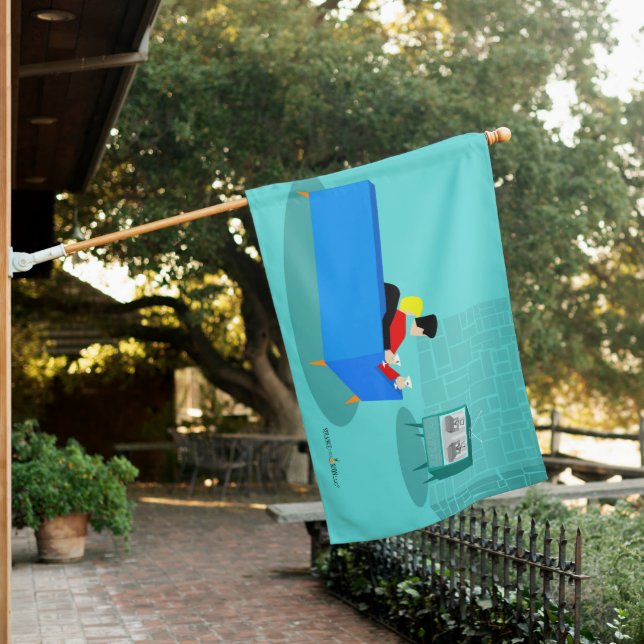 Retro Gay Couple Personalized House Flag (In SItu)