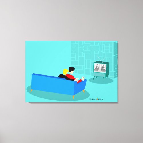 Retro Gay Couple Stretched Canvas Print