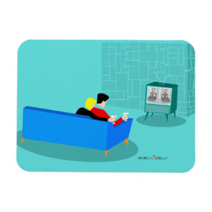 Retro Gay Couple Watching TV Flexible Photo Magnet