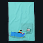 Retro Gay Couple Watching TV Kitchen Towels<br><div class="desc">This Retro Gay Couple Watching TV design is simply fabulous! The 1960s style, minimalist art design features the back of a cozy couple and binging their favorite black and white television show. The sophisticated, turquoise and teal room prominently features a stone wall. The well-dressed men are holding martinis. Cheers to...</div>