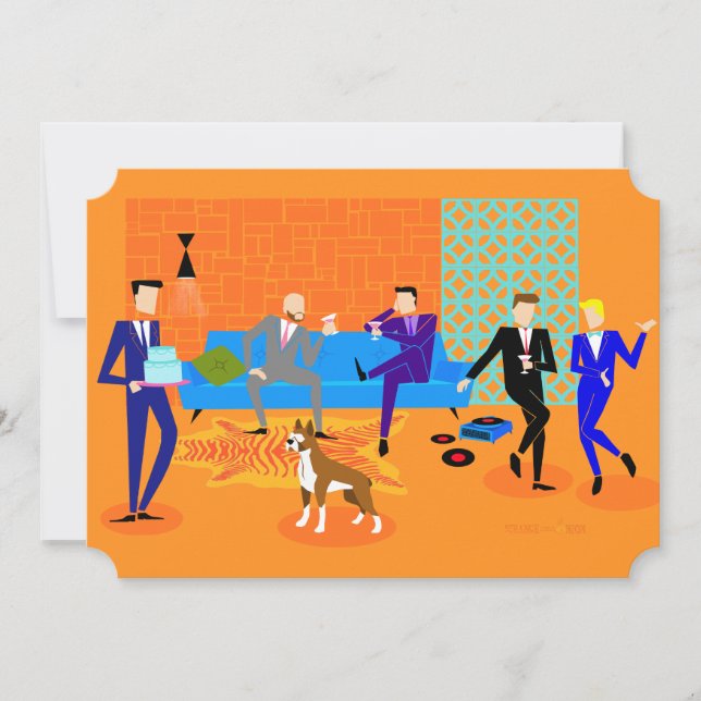 Retro Gay Party Invitations (with dog) (Front)
