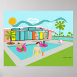  Retro Gay Pink Flamingo Pool Party Poster